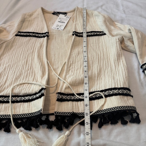 Zara Cream and Black Blazer with Tassel Details - Picture 6 of 8